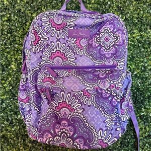 Vera Bradley Purple Paisley Print Backpack with Pink Accents
